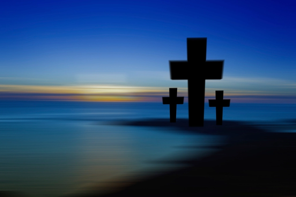 Christian cross blue background